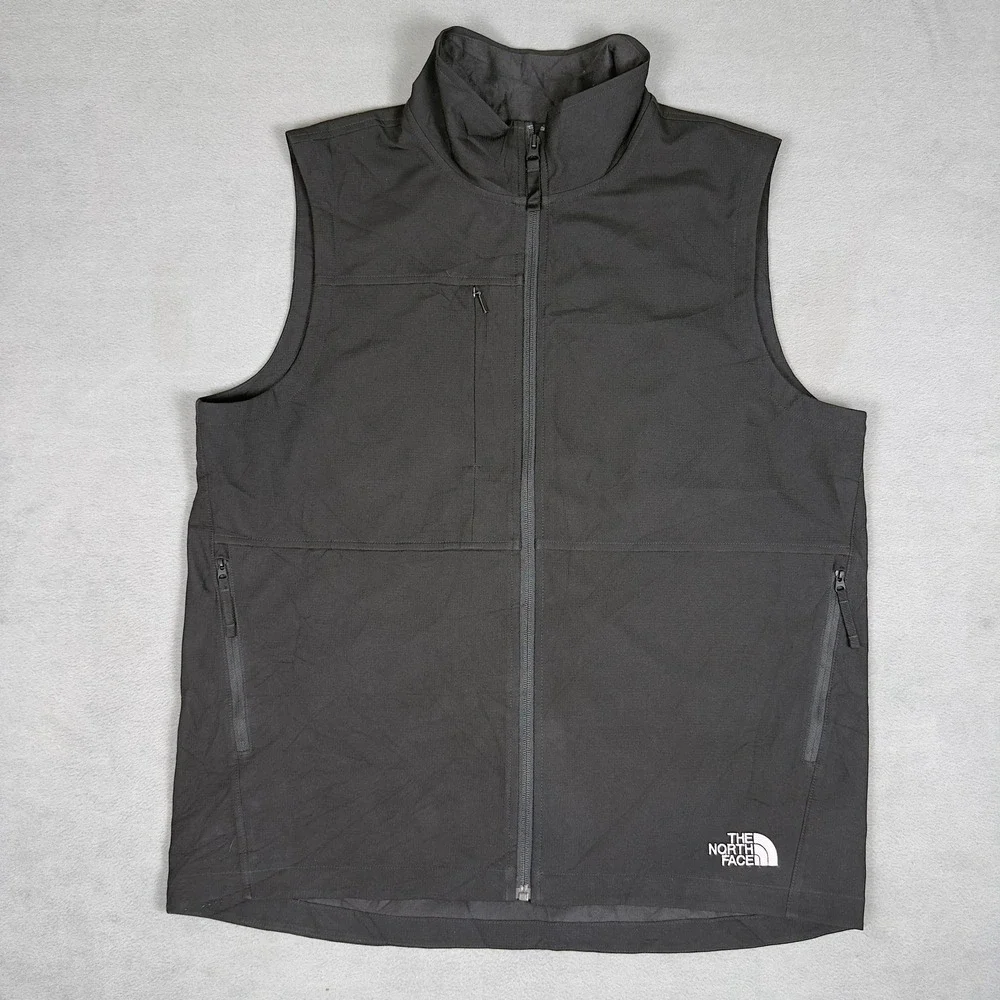 The North Face Castle Rock Softshell Vest Mens Large Black Full Zip TNF